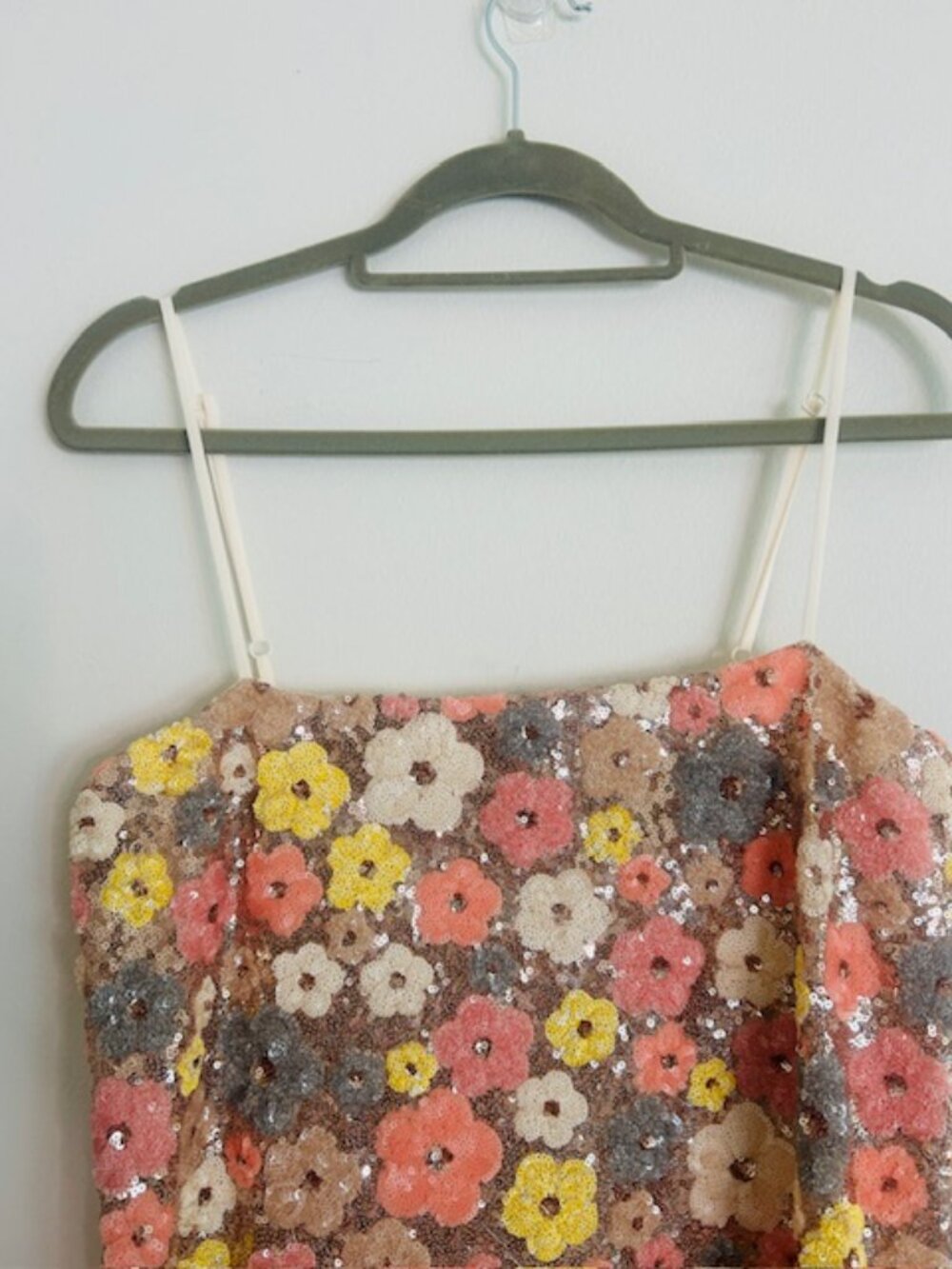 Anthropologie Blue Tassel Floral Sequin Strap Shift Pink Combo Mini Dress NEW - Picture 4 of 16